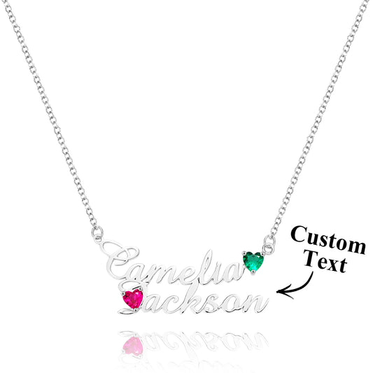 Collana Doppio Nome Personalizzata con Pietre di Nascita – Regalo Unico per Anniversario e Compleanno
