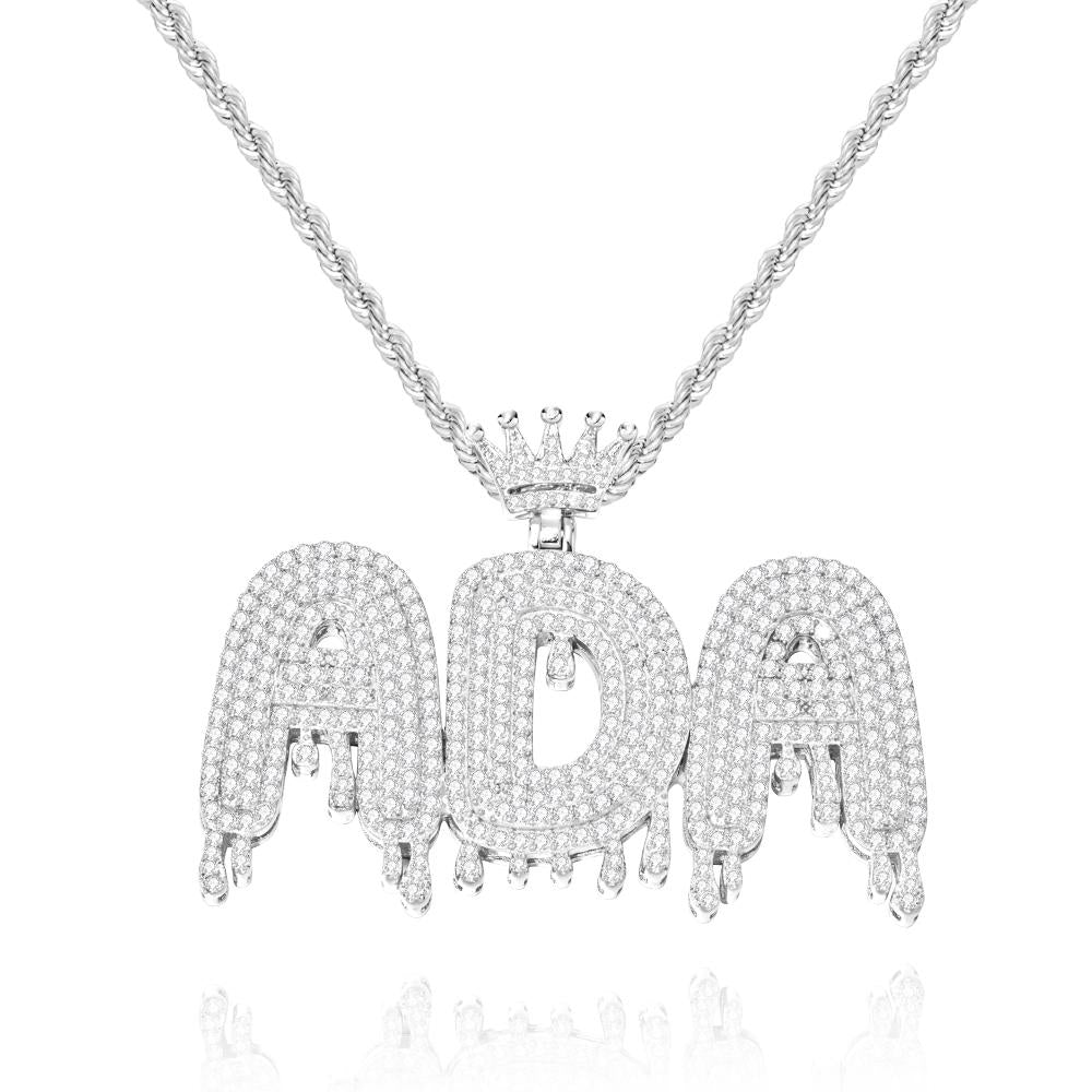 Collana Iniziale Bling Personalizzata Pendente Hip Hop Uomo e Donna