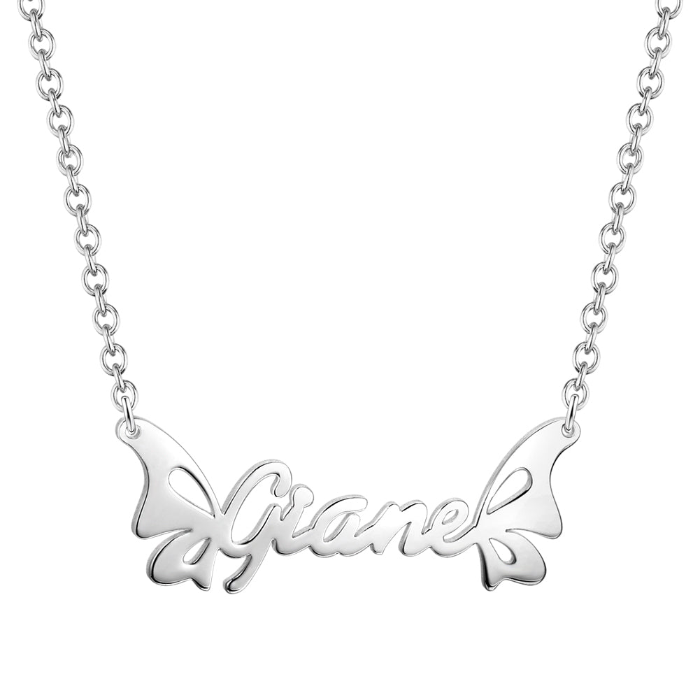 Collana con Nome Personalizzato e Farfalla – Placcatura Oro 14K – Regalo di San Valentino Unico per Lei Mamma