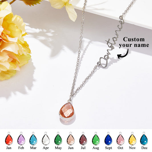 Collana "Essenza" – Nome Personalizzato e Pietra di Nascita - idea regalo Lei - festa della Mamma