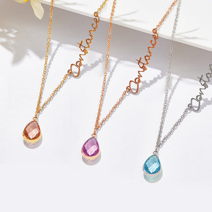 Collana "Essenza" – Nome Personalizzato e Pietra di Nascita - idea regalo Lei - festa della Mamma