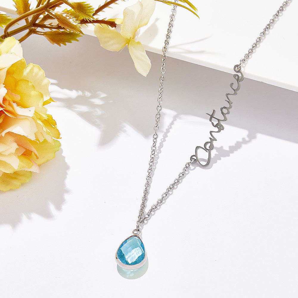 Collana "Essenza" – Nome Personalizzato e Pietra di Nascita - idea regalo Lei - festa della Mamma