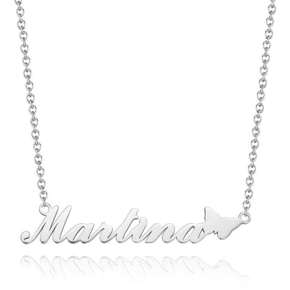 Collana con Nome Personalizzato Placcata Oro 14K e Farfalla – Regalo Romantico per Lei e San Valentino festa della mamma