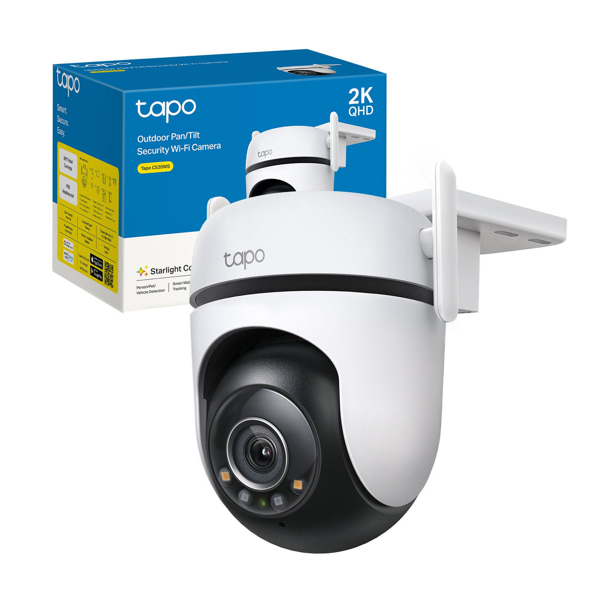 Tapo C520WS Telecamera WiFi Esterno 2K 4MP, Starlight, 360° PTZ, WiFi/Ethernet