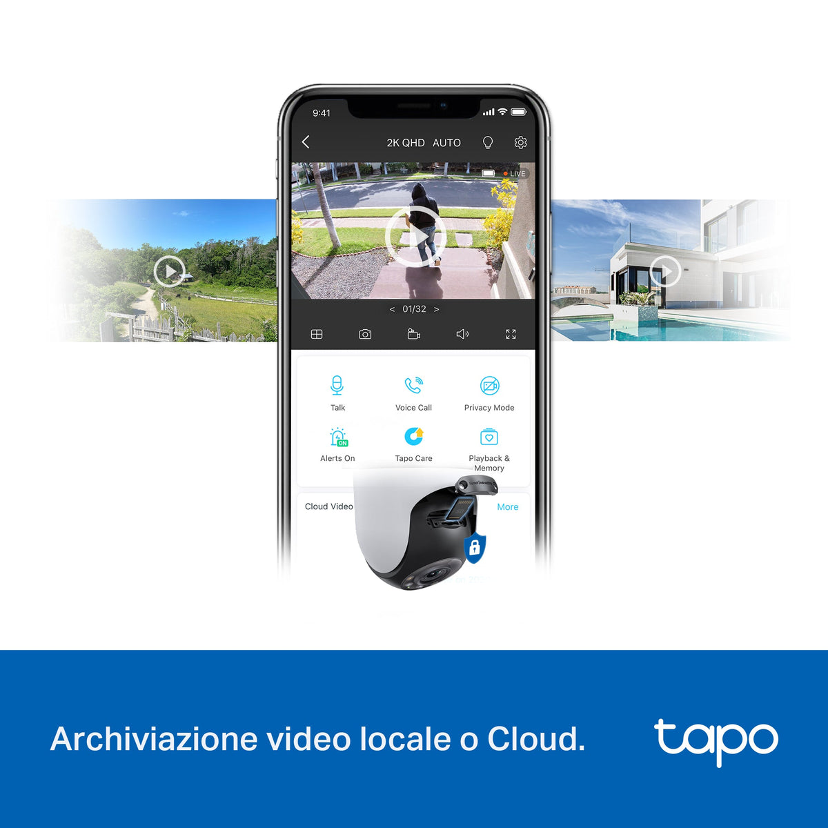 Tapo C520WS Telecamera WiFi Esterno 2K 4MP, Starlight, 360° PTZ, WiFi/Ethernet
