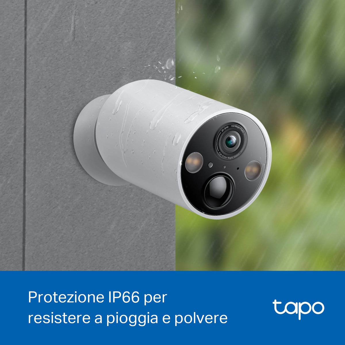 Tapo C425 Telecamera Wi-Fi Esterno a Batteria 2K 4MP, Visione Notturna a Colori, Base Magnetica, 4pz