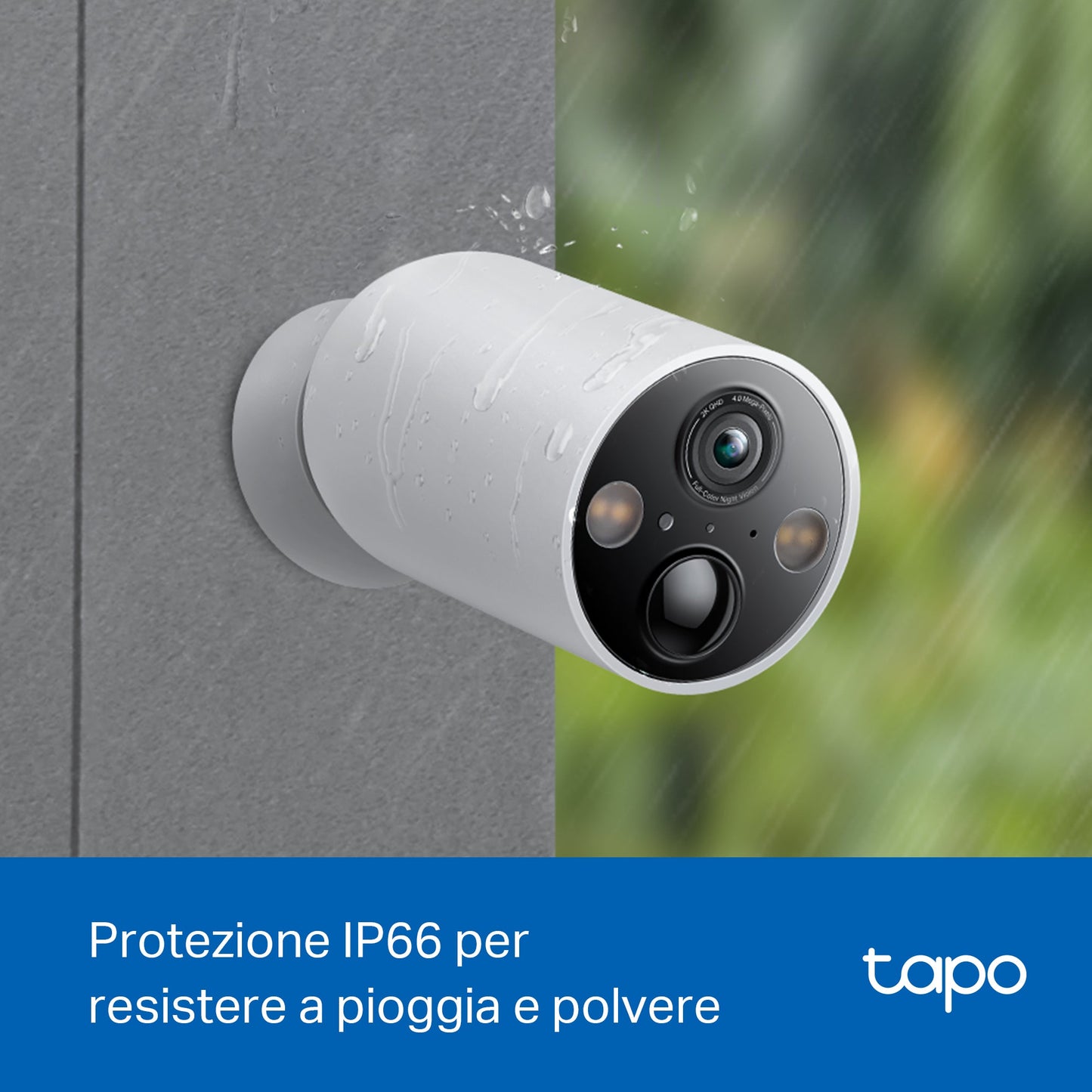 Tapo C425 Telecamera Wi-Fi Esterno a Batteria 2K 4MP, Visione Notturna a Colori, Base Magnetica, 4pz
