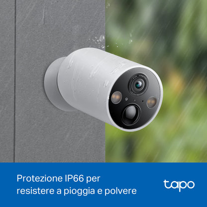 Tapo C425 Telecamera Wi-Fi Esterno a Batteria 2K 4MP, Visione Notturna a Colori, Base Magnetica, 4pz