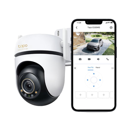 下架Tapo C530WS Telecamera Wi-Fi Esterno, 3K 5MP, 360° Visuale, Visione Notturna a Colori Starlight, Wi-Fi/Ethernet, 2pz, ⚠️Non a batteria