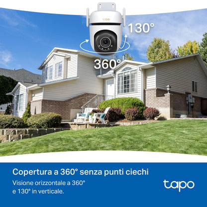 下架Tapo C530WS Telecamera Wi-Fi Esterno, 3K 5MP, 360° Visuale, Visione Notturna a Colori Starlight, Wi-Fi/Ethernet, 2pz, ⚠️Non a batteria