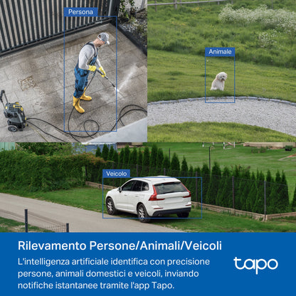 下架Tapo C530WS Telecamera Wi-Fi Esterno, 3K 5MP, 360° Visuale, Visione Notturna a Colori Starlight, Wi-Fi/Ethernet, 2pz, ⚠️Non a batteria