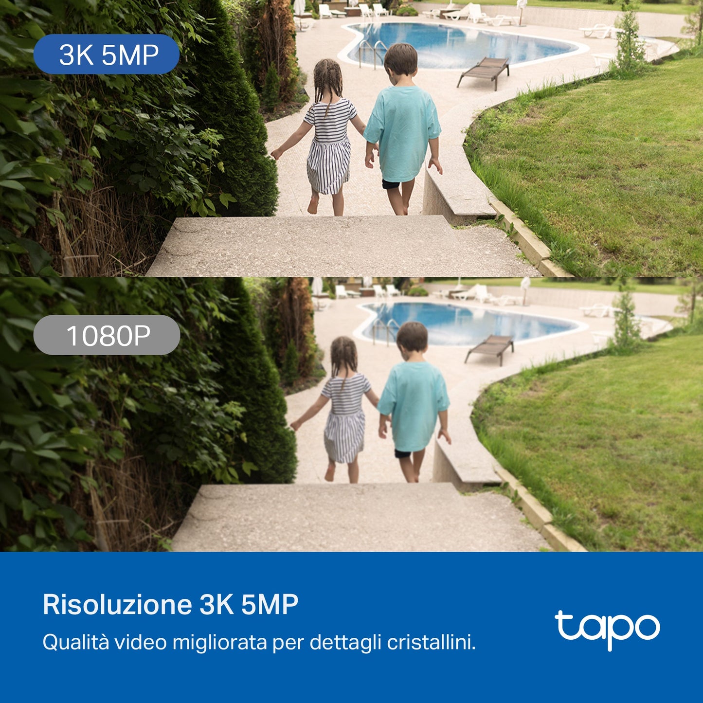 下架Tapo C530WS Telecamera Wi-Fi Esterno, 3K 5MP, 360° Visuale, Visione Notturna a Colori Starlight, Wi-Fi/Ethernet, 2pz, ⚠️Non a batteria
