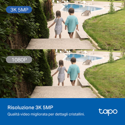 下架Tapo C530WS Telecamera Wi-Fi Esterno, 3K 5MP, 360° Visuale, Visione Notturna a Colori Starlight, Wi-Fi/Ethernet, 2pz, ⚠️Non a batteria