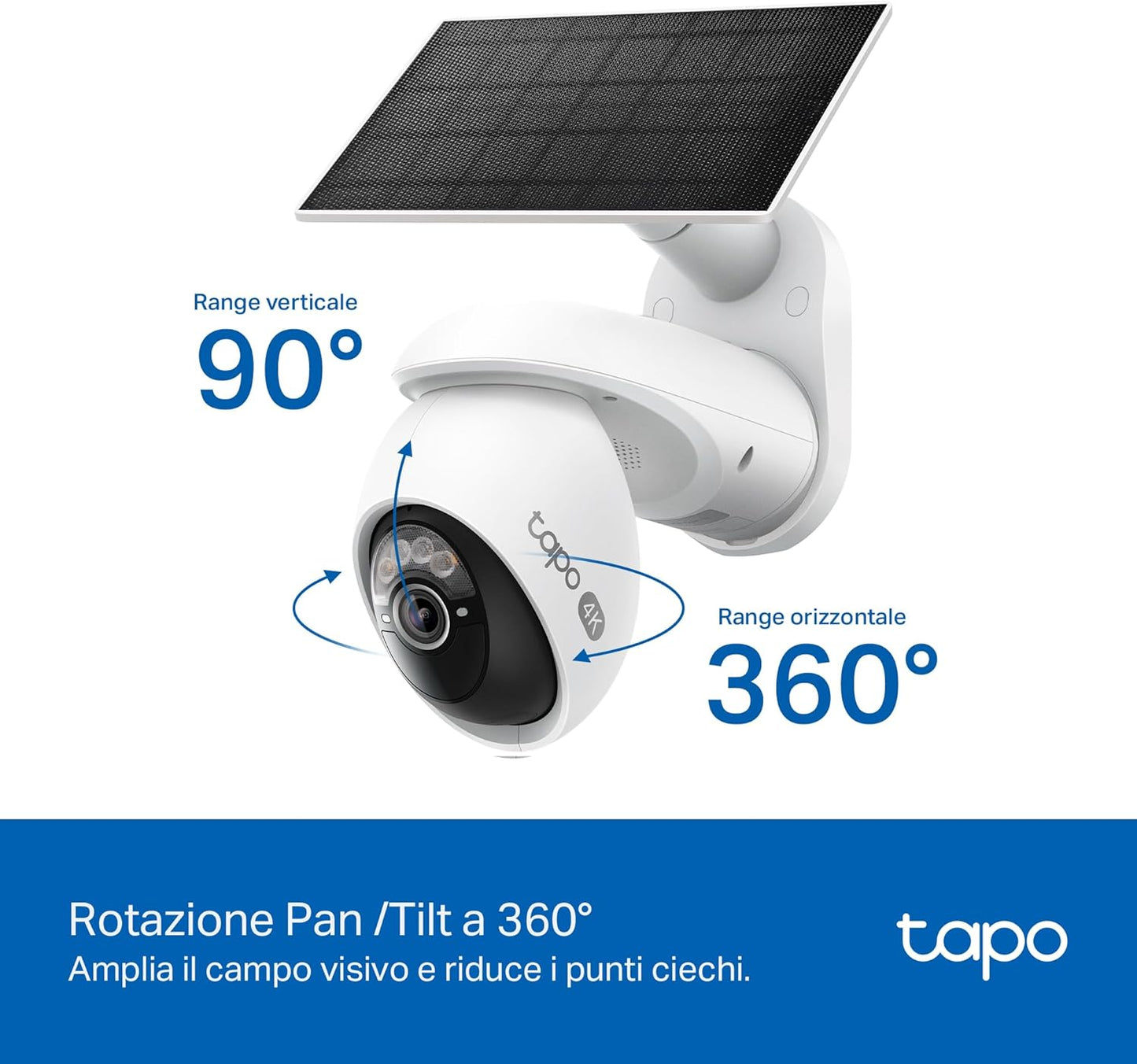 下架Tapo C660 KIT Telecamera Wi-Fi Esterno 4K 8MP a Batteria, 360° PTZ, Visione Notturna a Colori Starlight, Batteria 10000mAh, 2pz