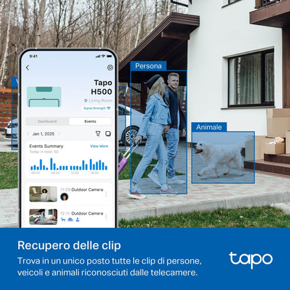 Tapo H500 Smart Hub HomeBase con Storage Locale e Rilevamenti AI