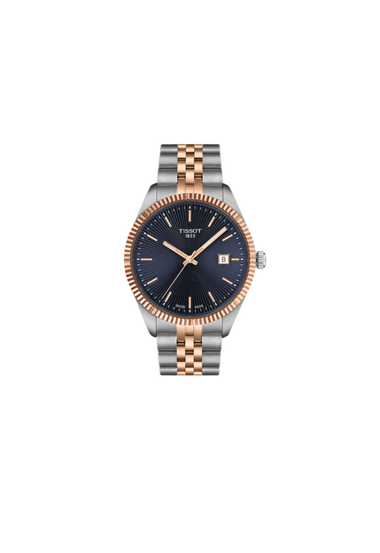 Tissot Ballade 40mm – Orologio da uomo con quadrante blu e cassa in acciaio PVD oro rosa | T156.410.22.041.00