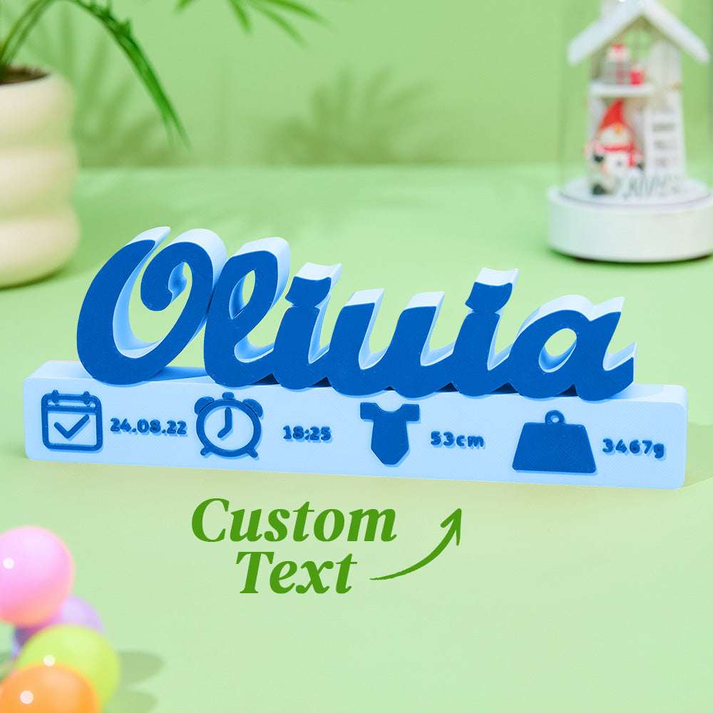 Annuncio Nascita 3D Personalizzato Regalo Neonato Nome