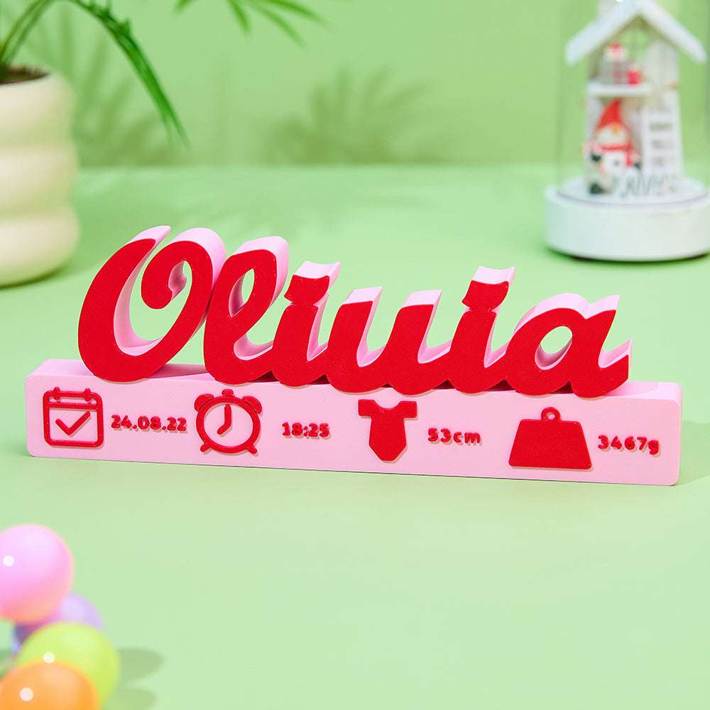 Annuncio Nascita 3D Personalizzato Regalo Neonato Nome