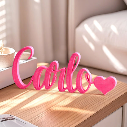 Nome Stampa Personalizzata in 3D con Cuore Decorazione Scrivania