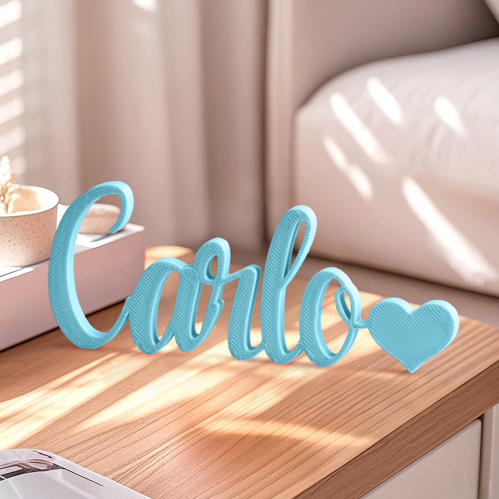 Nome Stampa Personalizzata in 3D con Cuore Decorazione Scrivania