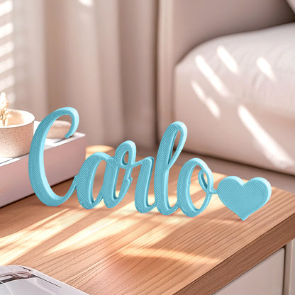 Nome Stampa Personalizzata in 3D con Cuore Decorazione Scrivania