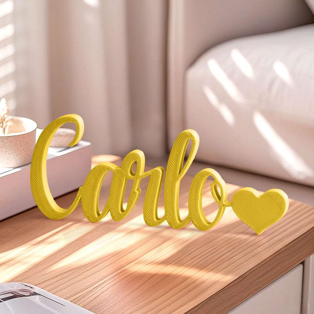 Nome Stampa Personalizzata in 3D con Cuore Decorazione Scrivania