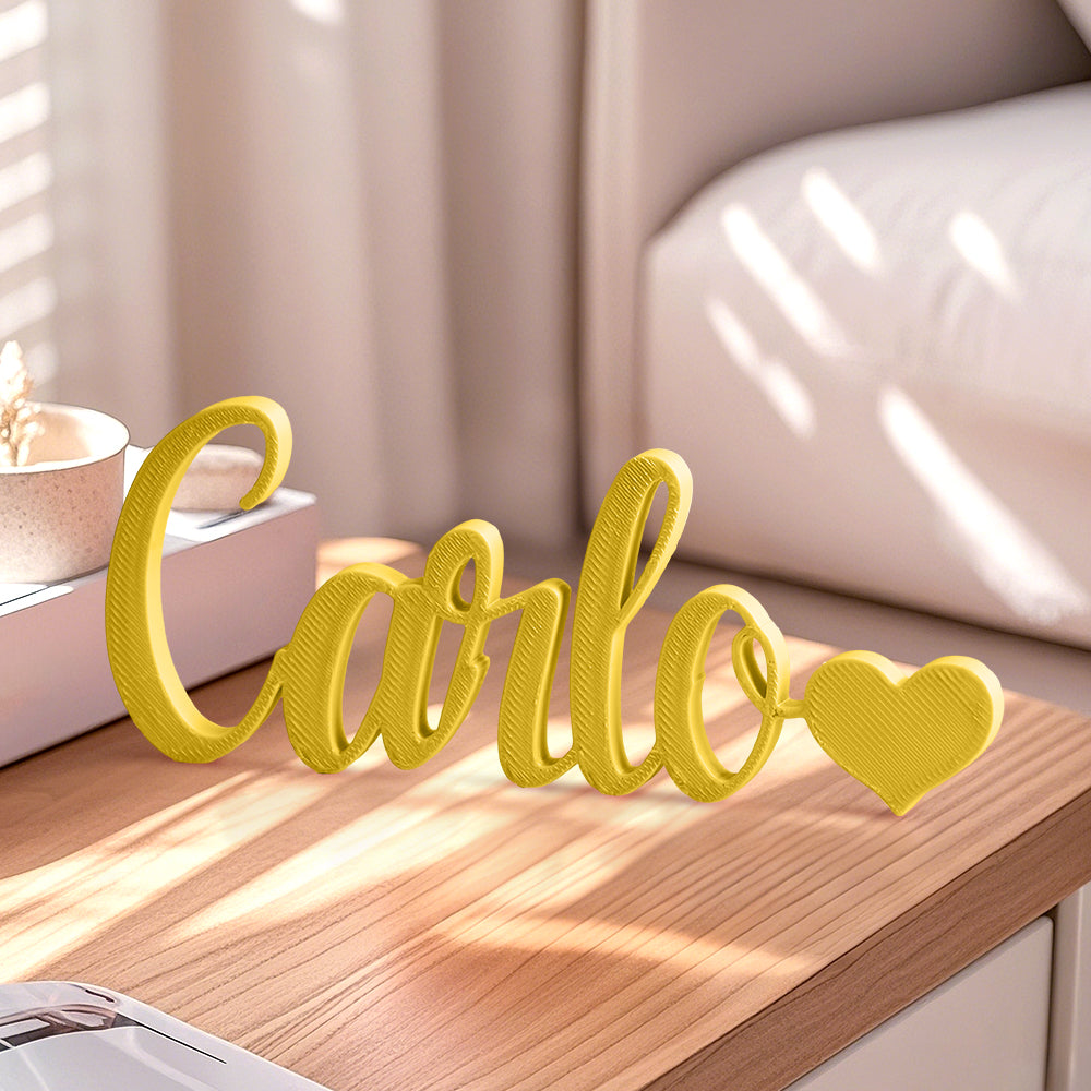Nome Stampa Personalizzata in 3D con Cuore Decorazione Scrivania