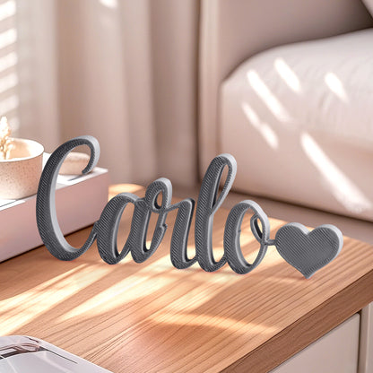 Nome Stampa Personalizzata in 3D con Cuore Decorazione Scrivania