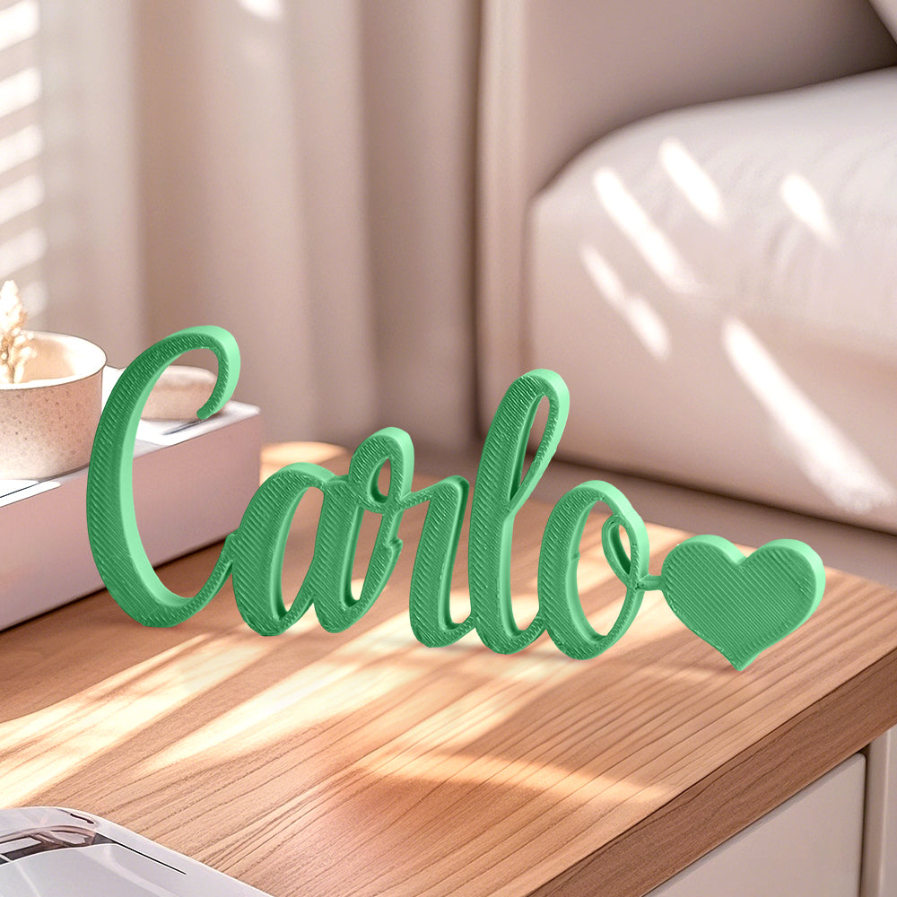 Nome Stampa Personalizzata in 3D con Cuore Decorazione Scrivania