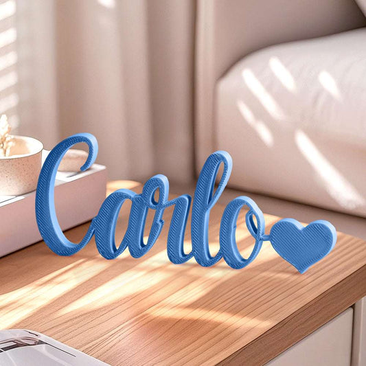 Nome Stampa Personalizzata in 3D con Cuore Decorazione Scrivania