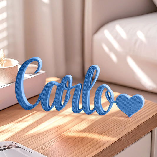 Nome Stampa Personalizzata in 3D con Cuore Decorazione Scrivania