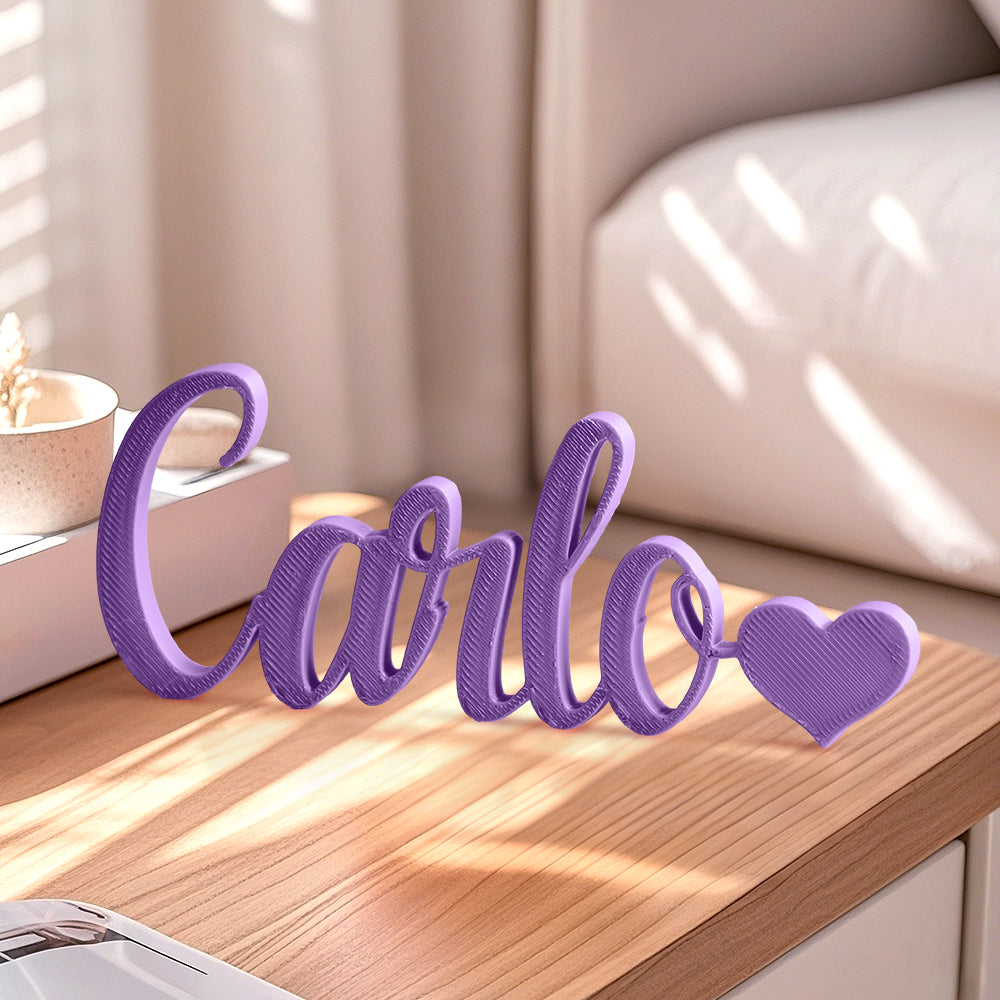 Nome Stampa Personalizzata in 3D con Cuore Decorazione Scrivania