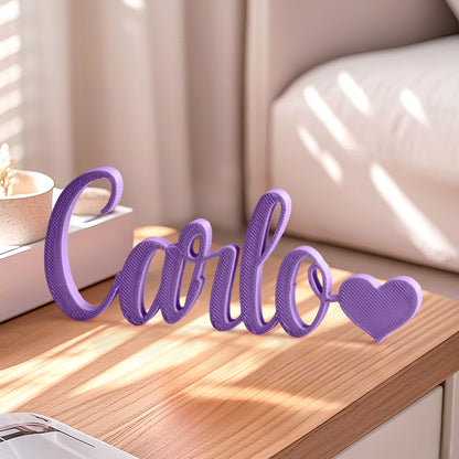 Nome Stampa Personalizzata in 3D con Cuore Decorazione Scrivania