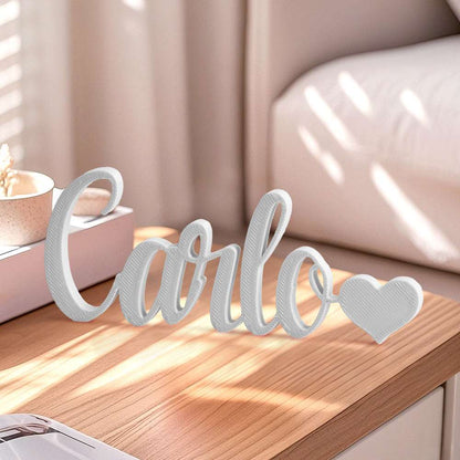 Nome Stampa Personalizzata in 3D con Cuore Decorazione Scrivania