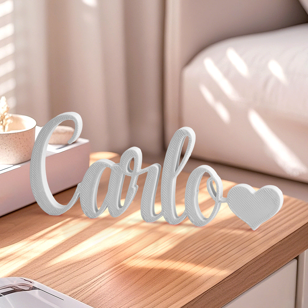 Nome Stampa Personalizzata in 3D con Cuore Decorazione Scrivania