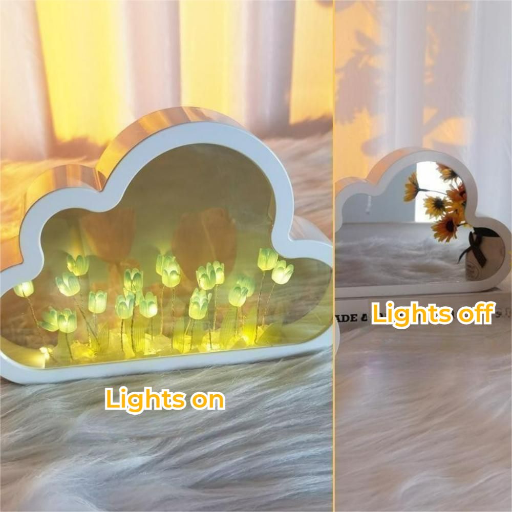 Lampada Nuvola Tulipani Specchio 2-in-1 Luce Notturna DIY Camera