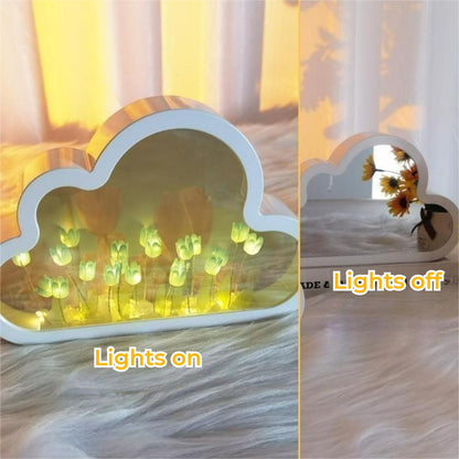 Lampada Nuvola Tulipani Specchio 2-in-1 Luce Notturna DIY Camera