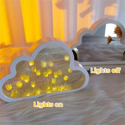 Lampada Nuvola Tulipani Specchio 2-in-1 Luce Notturna DIY Camera