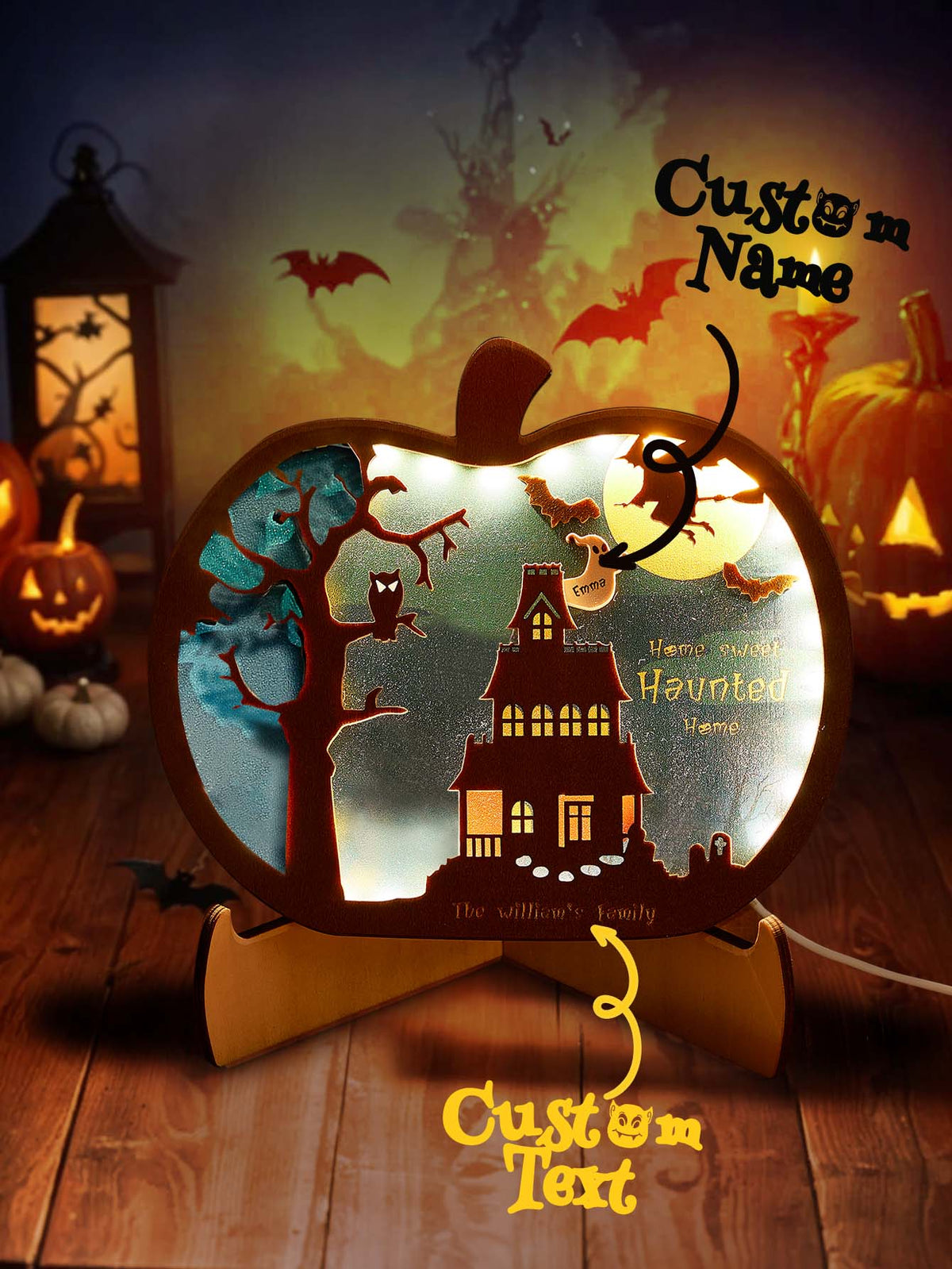 Luce Notte Decorazione Halloween Personalizzata Famiglia Lampada con Nome