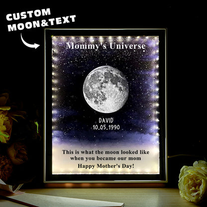 Lampada Specchio Notte Stellata Personalizzata | Fase Lunare di Nascita | Regalo Mamma