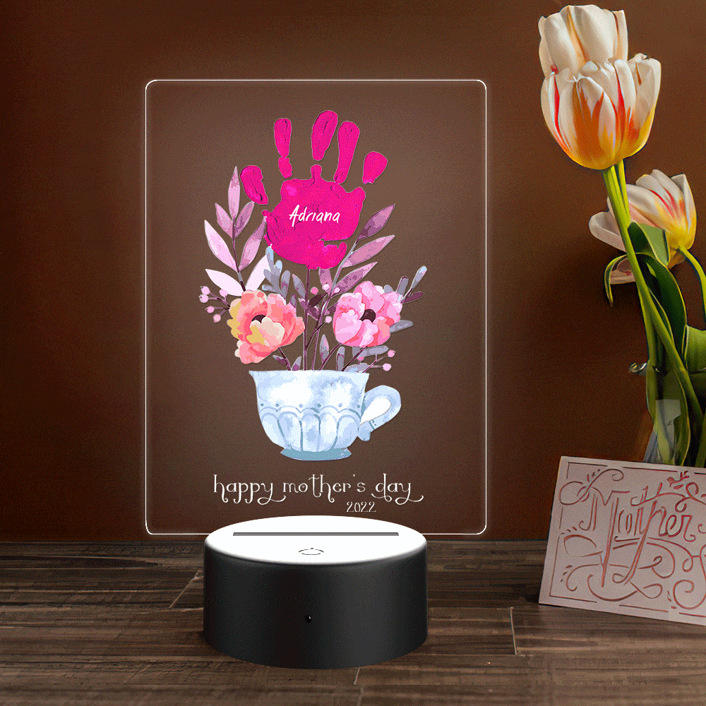 Lampada LED Impronte Personalizzata Regalo Mamma con Nomi e Data