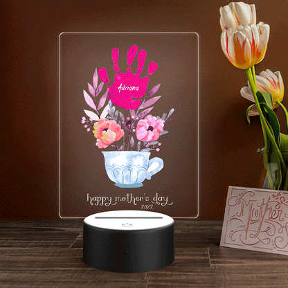 Lampada LED Impronte Personalizzata Regalo Mamma con Nomi e Data