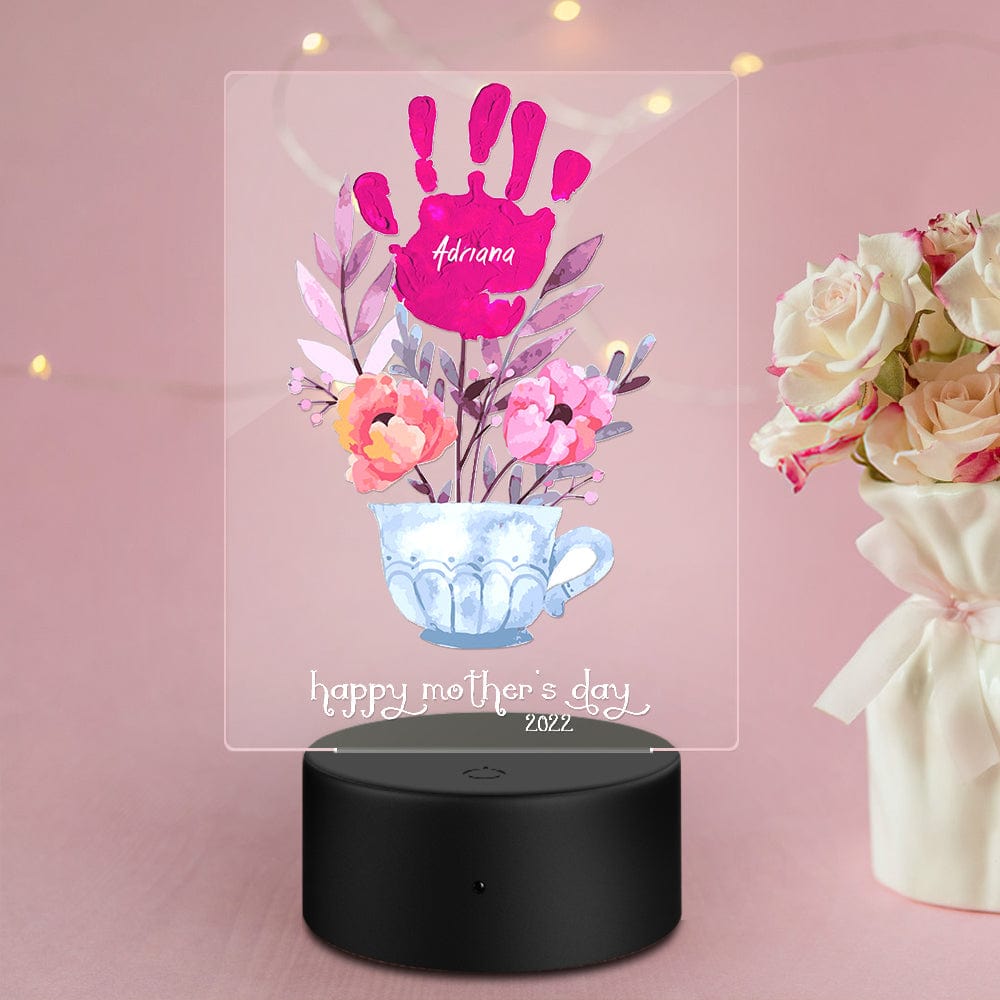 Lampada LED Impronte Personalizzata Regalo Mamma con Nomi e Data