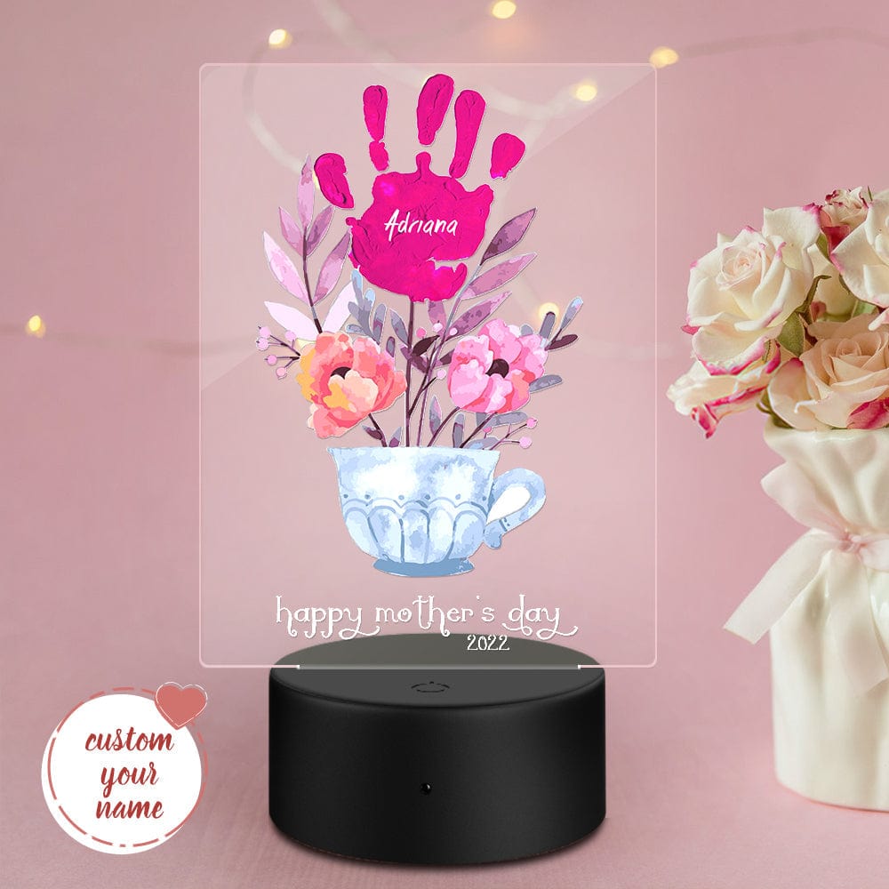 Lampada LED Impronte Personalizzata Regalo Mamma con Nomi e Data