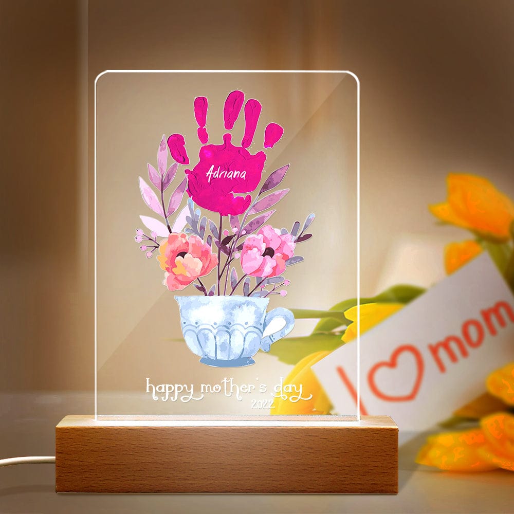 Lampada LED Impronte Personalizzata Regalo Mamma con Nomi e Data