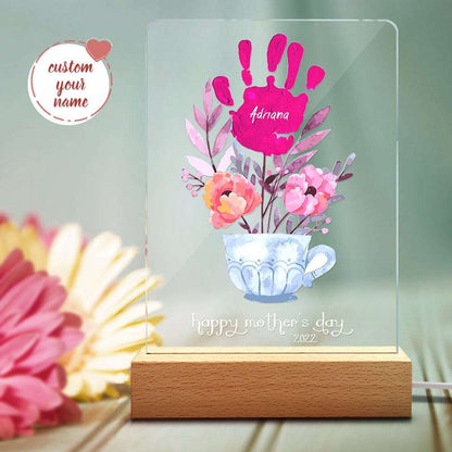 Lampada LED Impronte Personalizzata Regalo Mamma con Nomi e Data