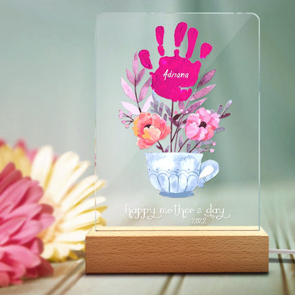 Lampada LED Impronte Personalizzata Regalo Mamma con Nomi e Data
