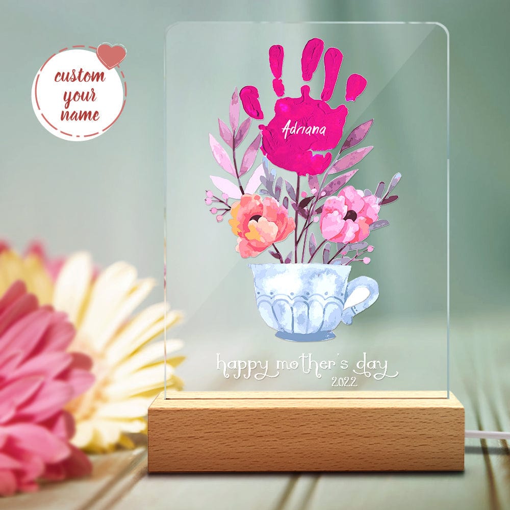 Lampada LED Impronte Personalizzata Regalo Mamma con Nomi e Data