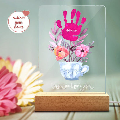 Lampada LED Impronte Personalizzata Regalo Mamma con Nomi e Data