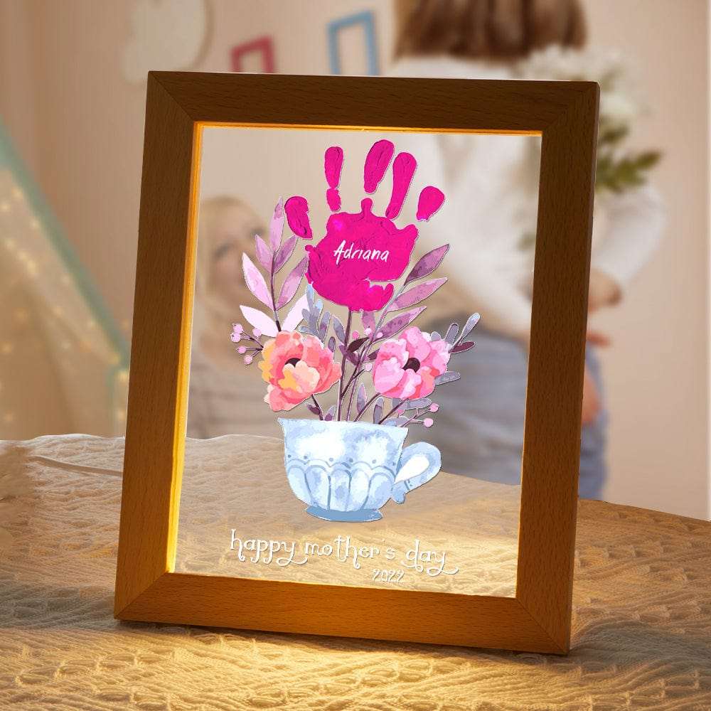 Lampada LED Impronte Personalizzata Regalo Mamma con Nomi e Data